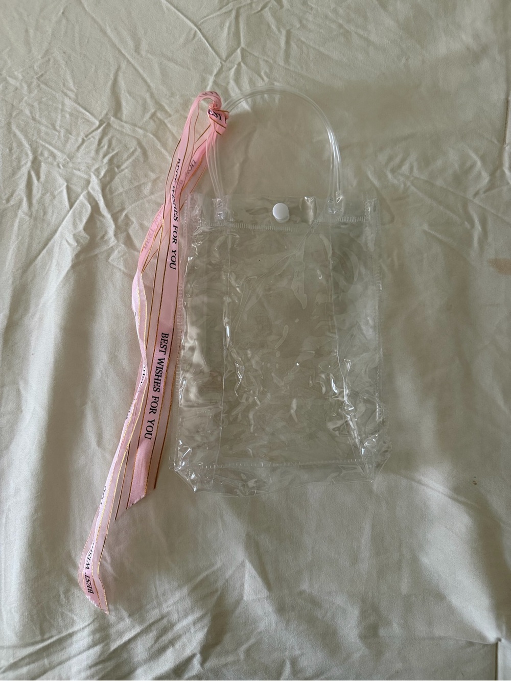 Clear Tote Bag with Pink Ribbon Accent